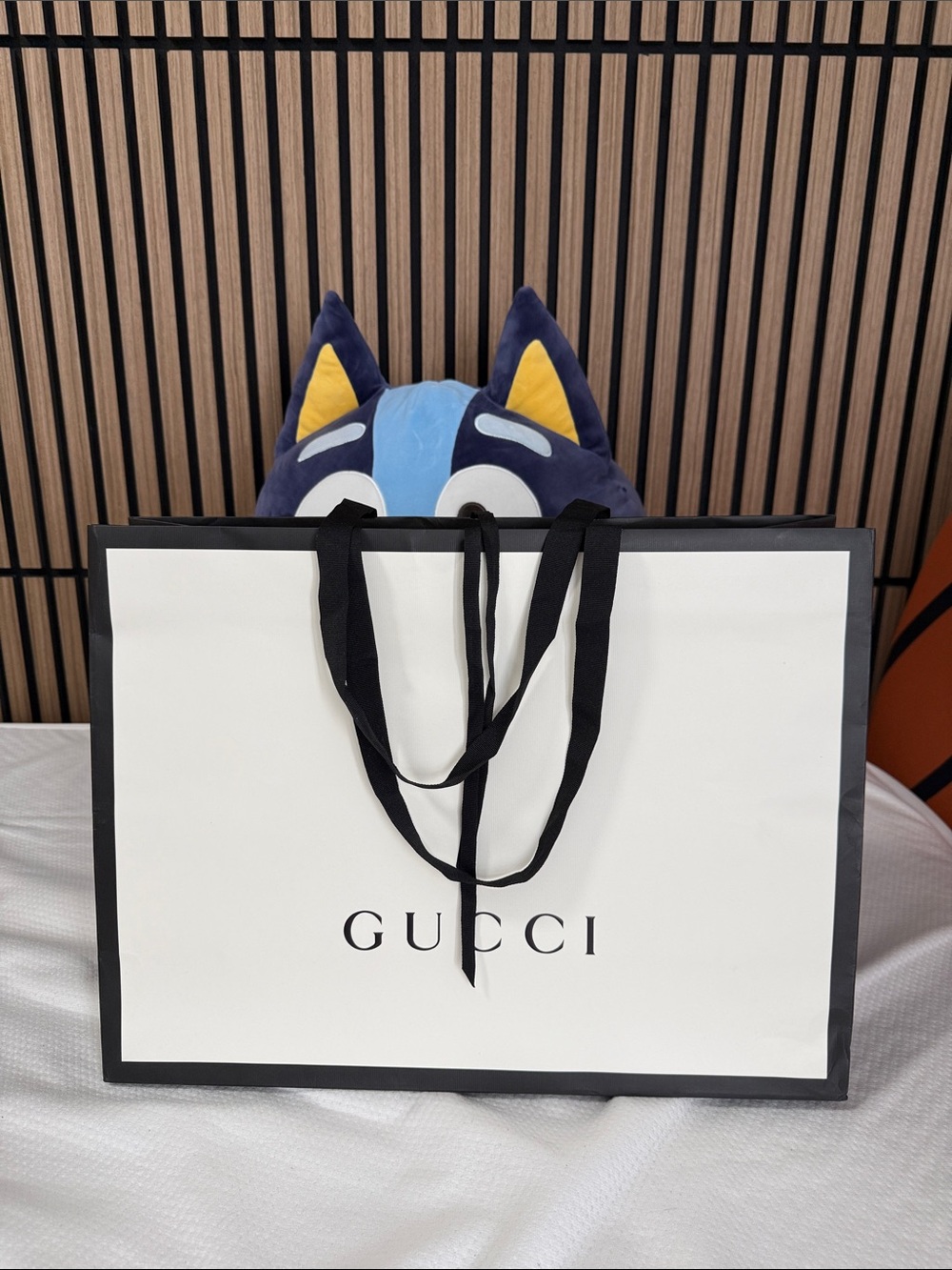 Gucci White and Black Large Paper Bag